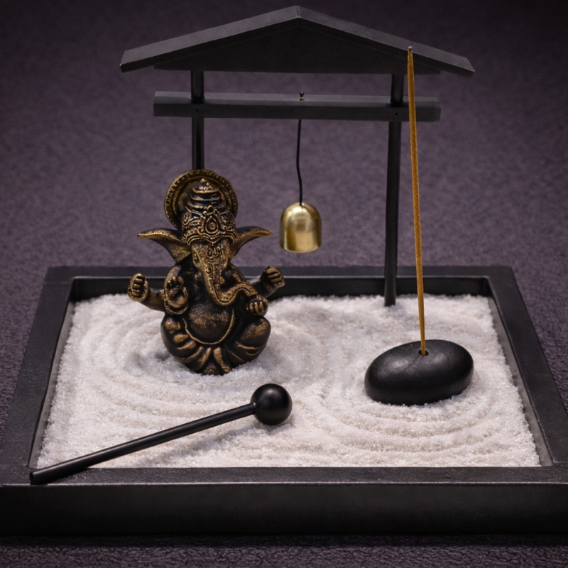 Porta Incienso Jardín Zen con Ganesha