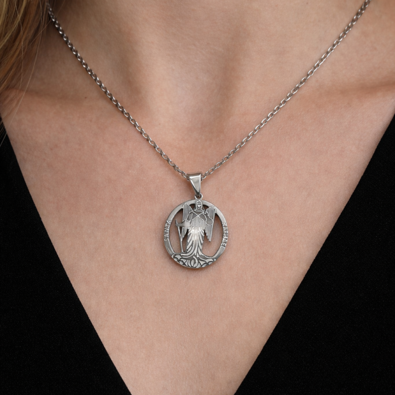 Colgante Plateado San Rafael - Acero Inoxidable