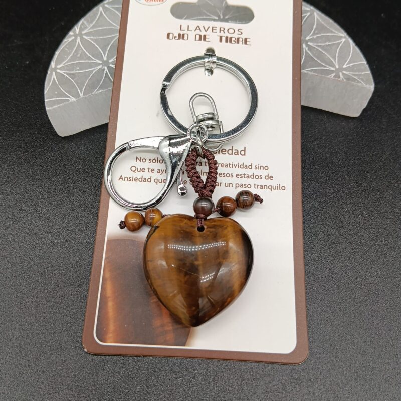 Llavero Corazón de Ojo de Tigre