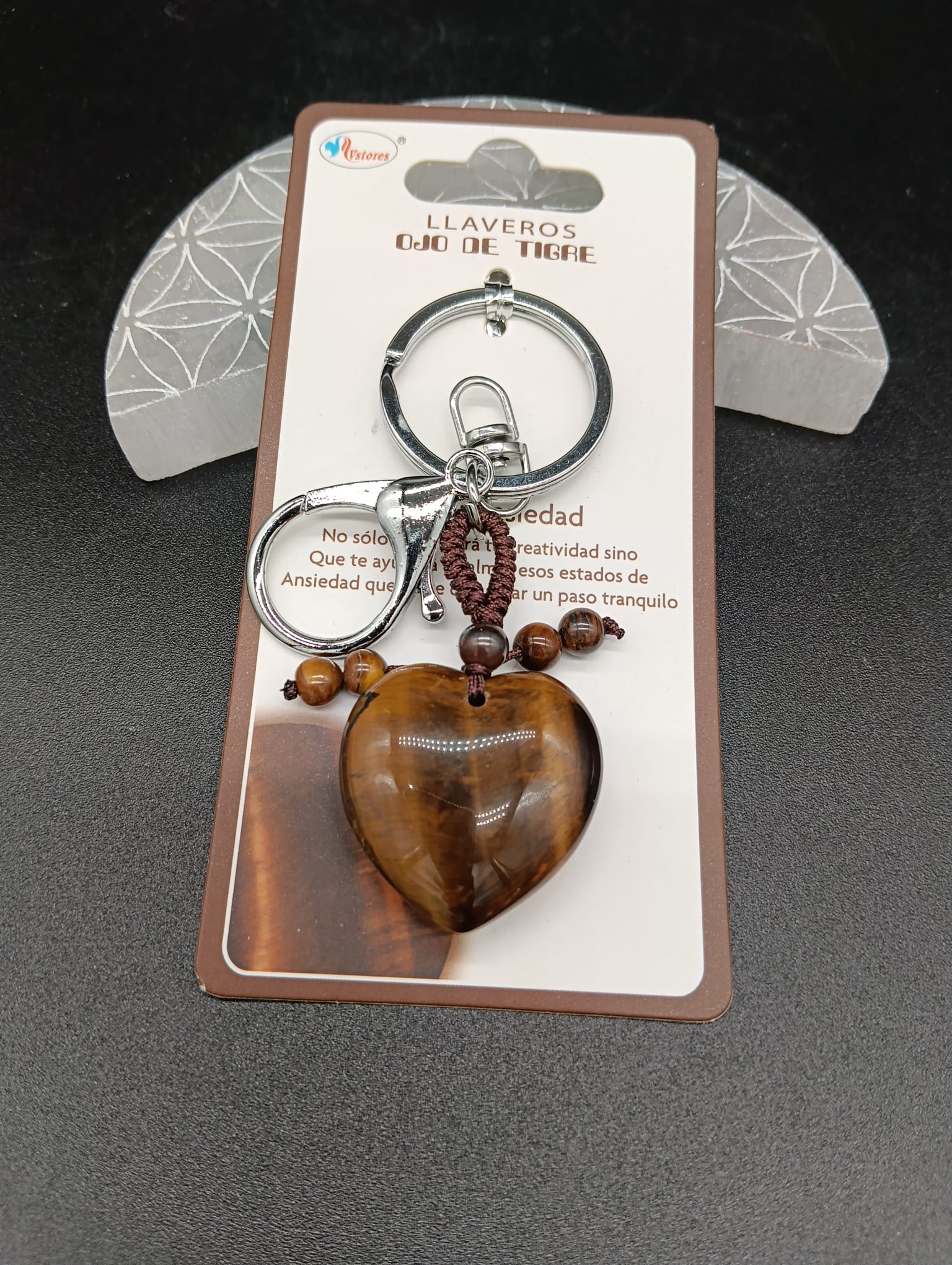 Llavero Corazón de Ojo de Tigre