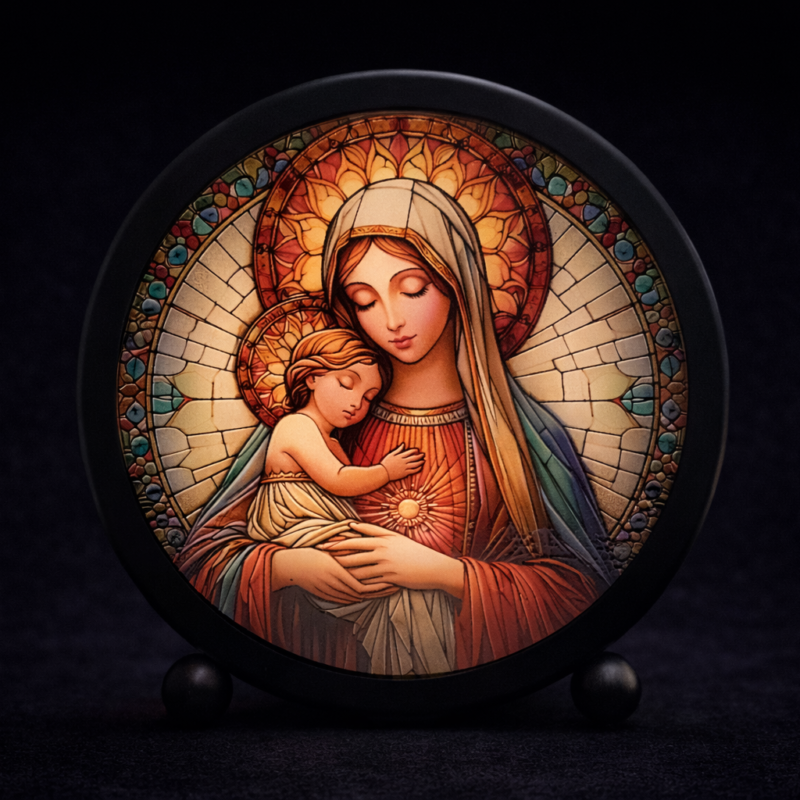 Lampara Virgen María y Niño Jesús