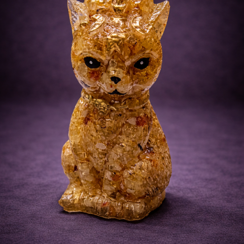 Gato con Cuernos Orgonita Citrino - 9,5 cm