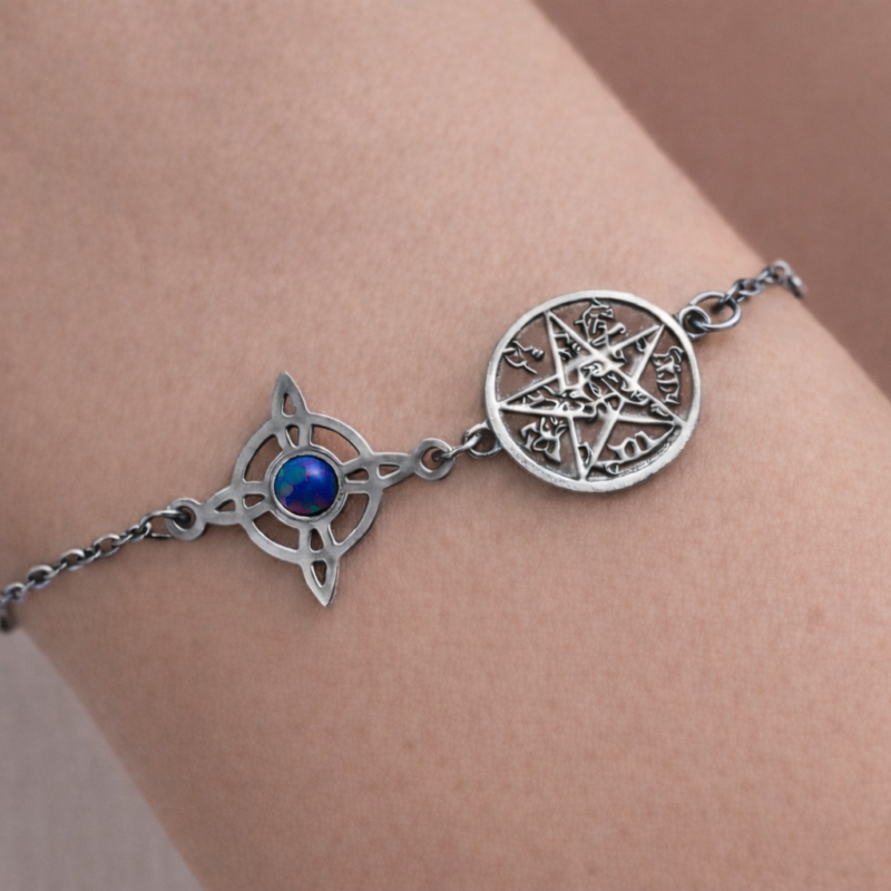 Pulsera Acero Doble Protección con Lapislázuli - Acero Inoxidable