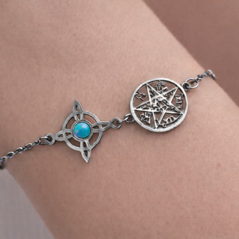 Pulsera Acero Doble Protección con Turquesa - Acero Inoxidable