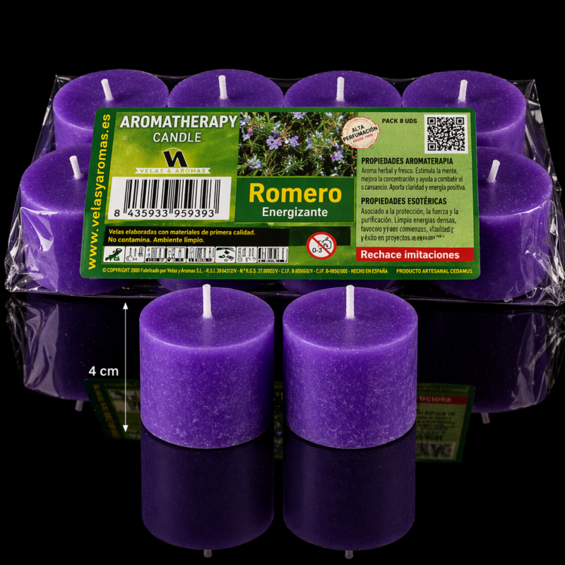 Pack Velas de Aroma Romero (8 Unidades)