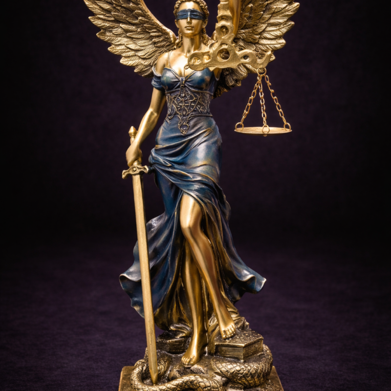 Diosa de la Justicia Alas Mediana Azul - 25cm