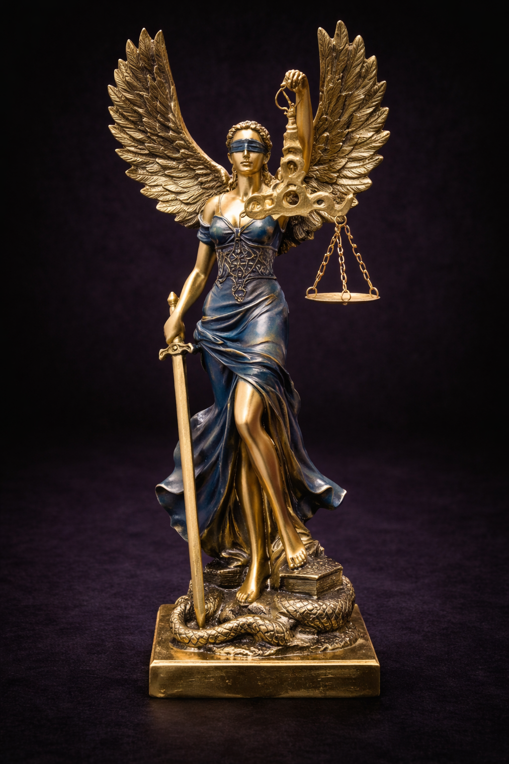 Diosa de la Justicia Alas Mediana Azul - 25cm