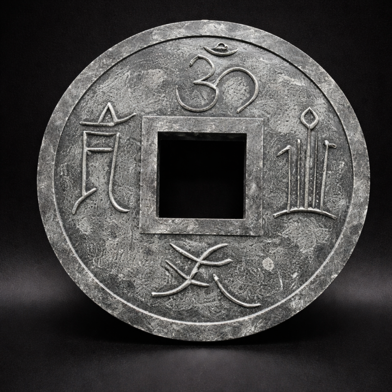 Colgador Moneda de Feng Shui Plateado