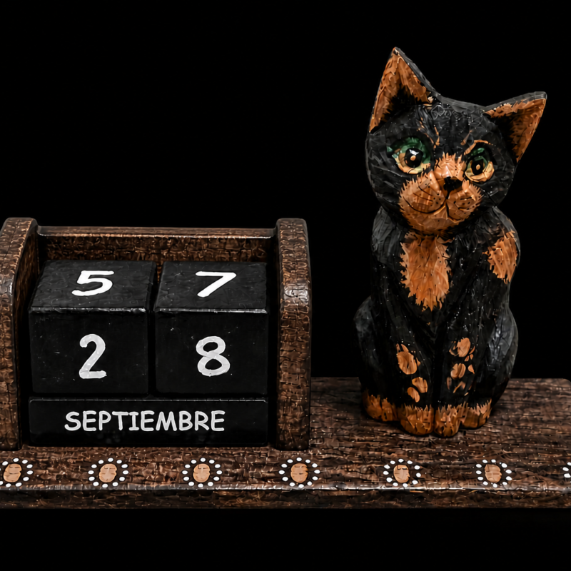 Calendario Gato de Madera