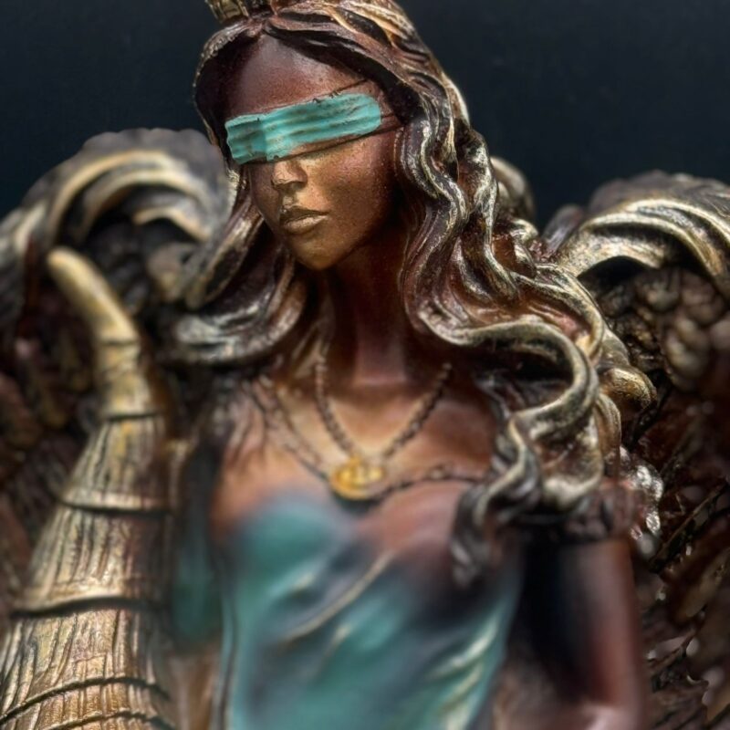 Diosa de la Fortuna Alas Verde/Bronce (28cm)