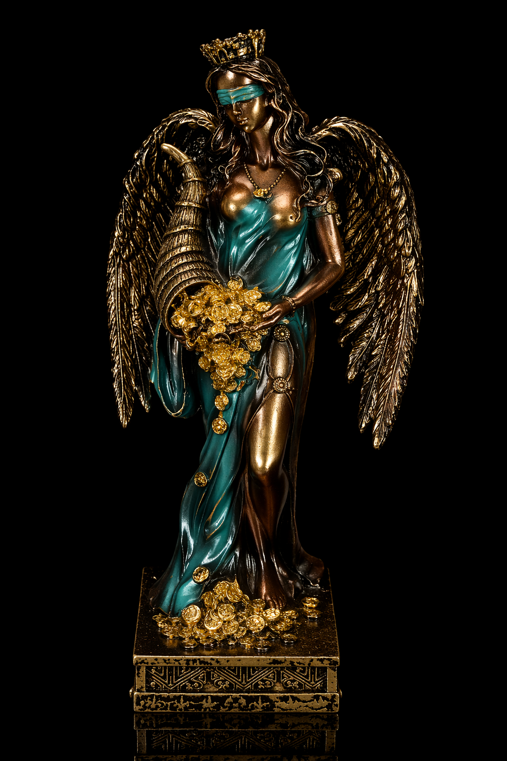 Diosa de la Fortuna Alas Verde - 20 cm