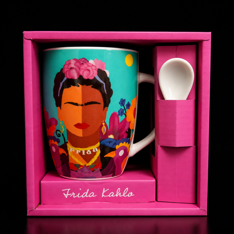 Taza Frida Kahlo con Cuchara de Regalo