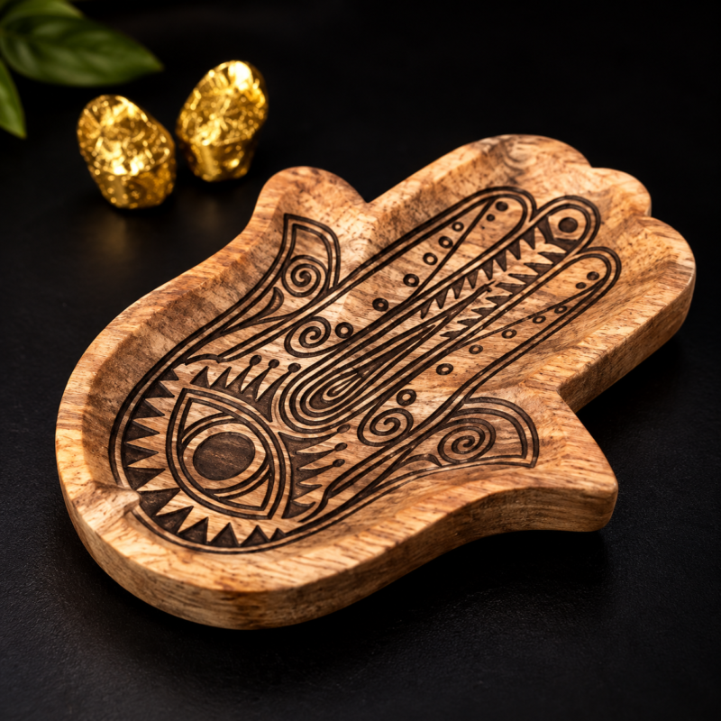 Bandeja Mano de Fátima Madera (9x13cm)