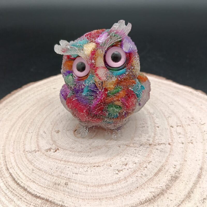 Búho de Orgonita 7 Chakras Mod 1 (6 cm) (Ojos Aleatorios)