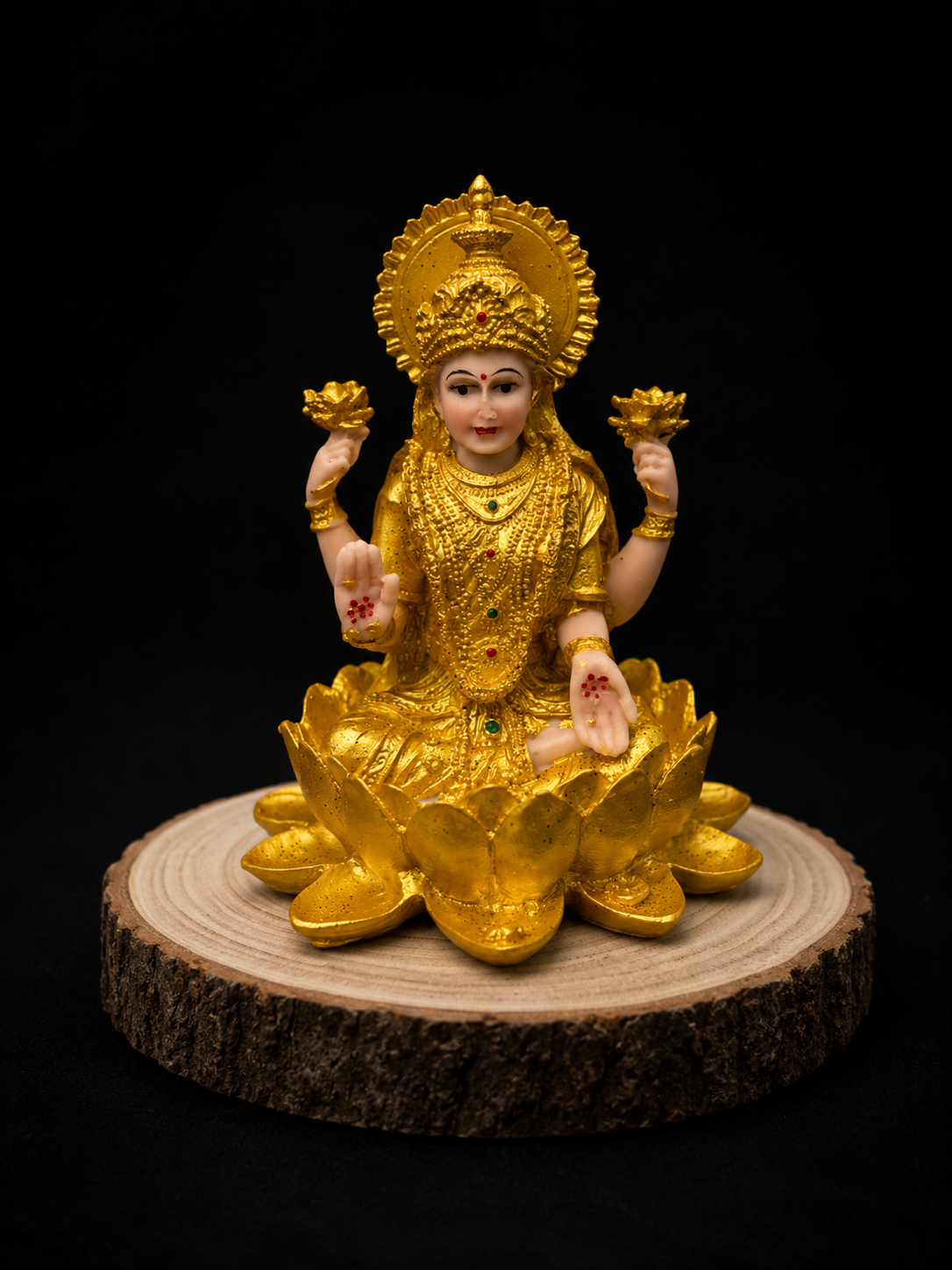 Diosa Laxmi Dorada 14x12 cm