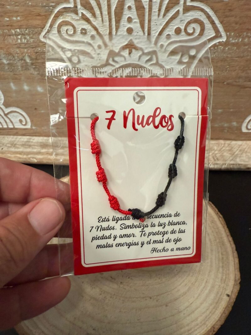 Pulsera 7 Nudos Negra y Roja