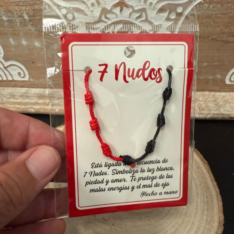 Pulsera 7 Nudos Negra y Roja