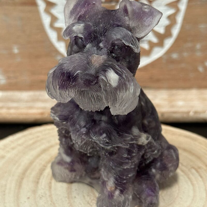 Perro de Orgonita Amatista (Mod 1) (10 cm)