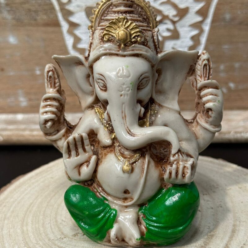 Ganesha Marfil y Verde 11 cm