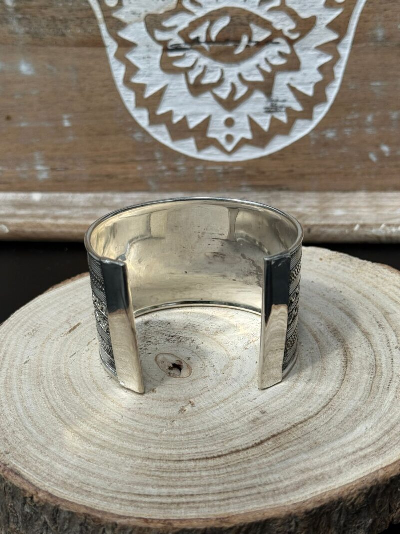 Brazalete de Latón Plateado 4 Cm - Imagen 3