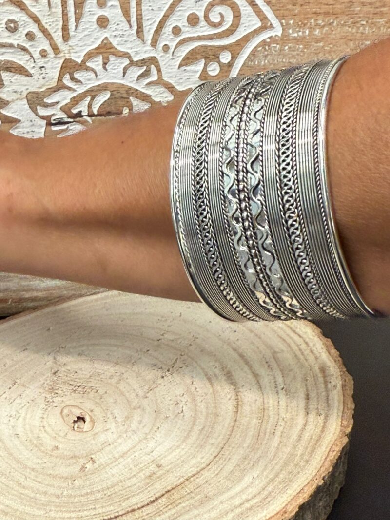 Brazalete de Latón Plateado 4 Cm