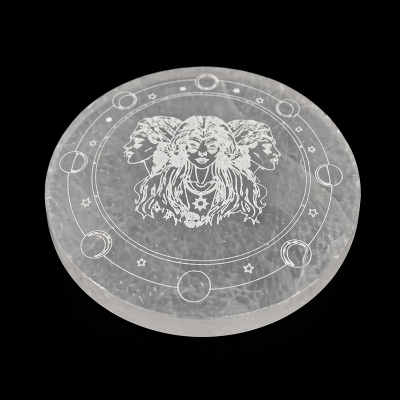 Placa Selenita 10 cm (Triple Diosa)