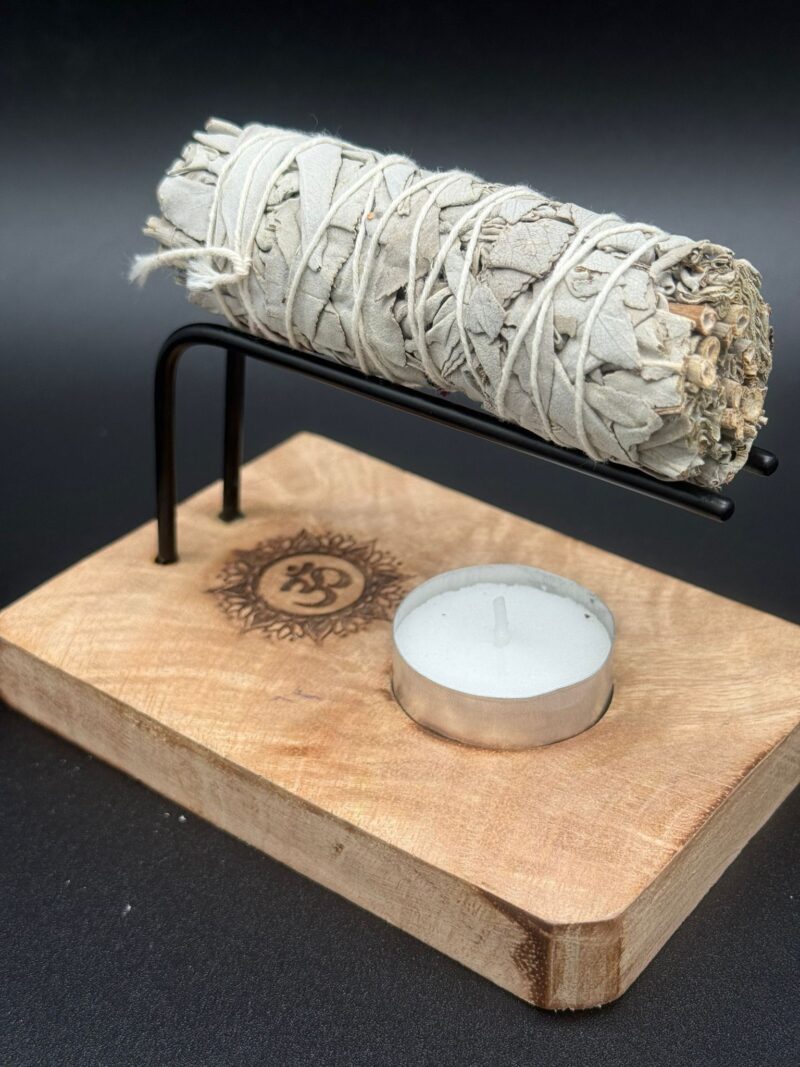 Quemador Palo Santo/Sahumerios símbolo  Ohm 13x9cm
