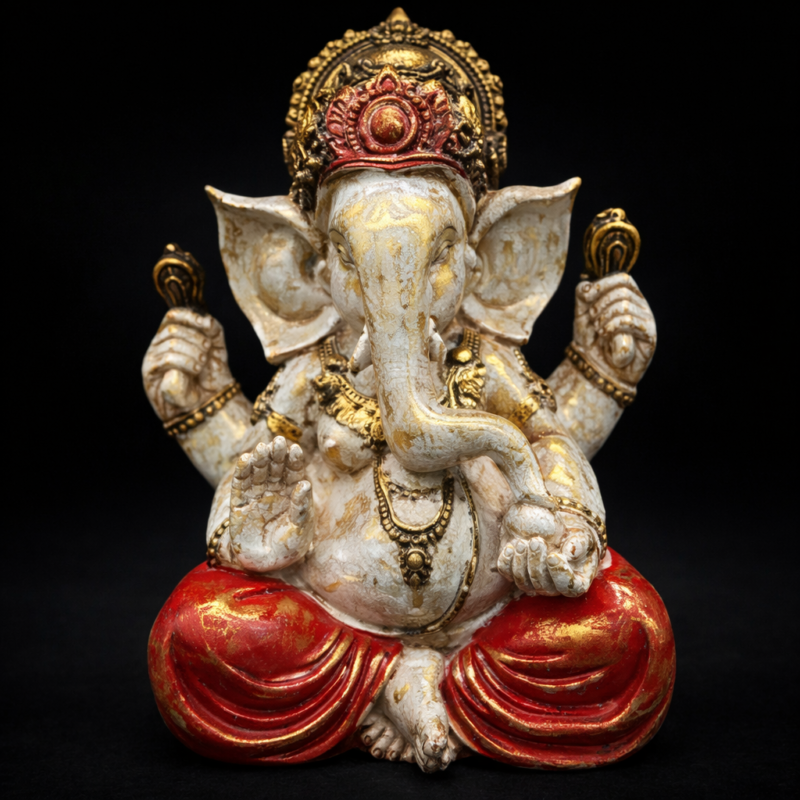 Ganesha Rojo/Oro Viejo - 30cm