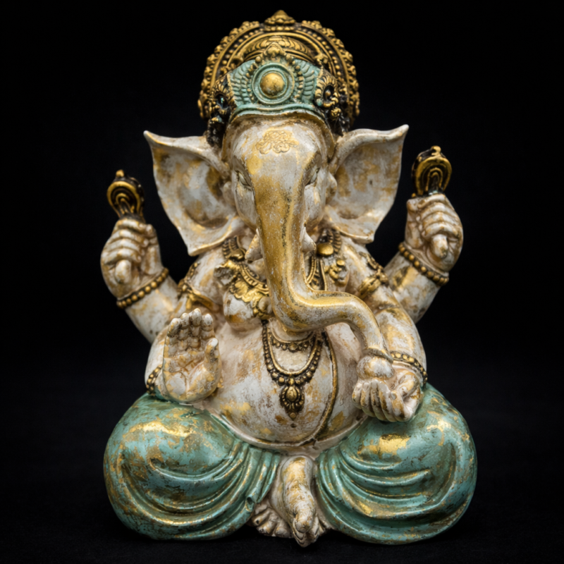 Ganesha Turquesa/Oro Viejo - 30cm