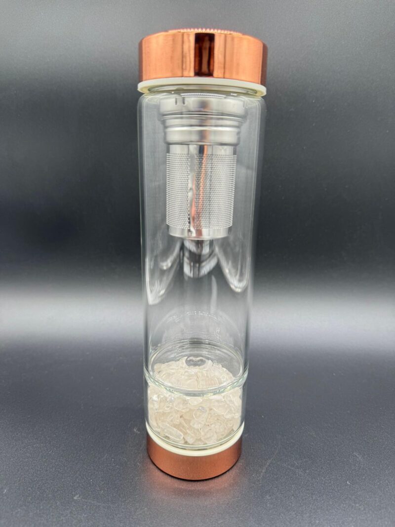 Botella con Infusor de Té y Cuarzo Blanco