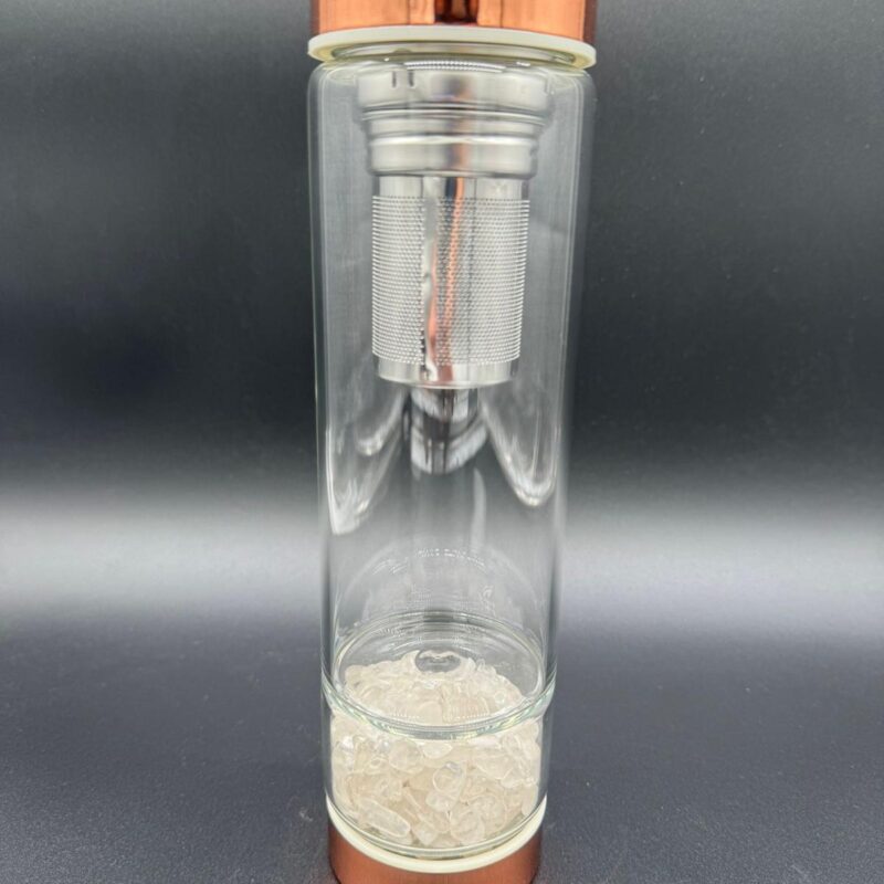 Botella con Infusor de Té y Cuarzo Blanco