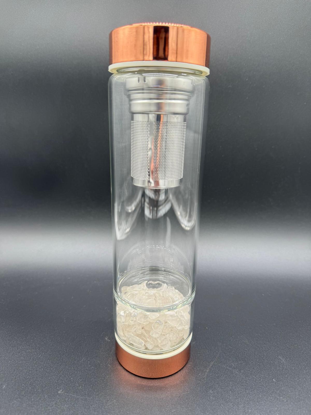 Botella con Infusor de Té y Cuarzo Blanco