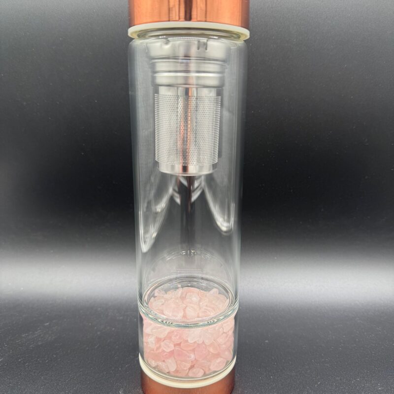 Botella con Infusor de Té y Cuarzo Rosa