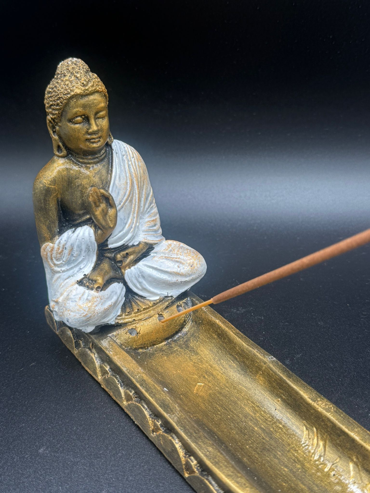 Porta Incienso/Vela Buda Oro Viejo