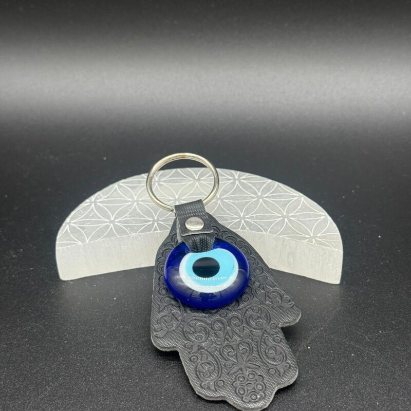 Llavero Mano de Fátima con Ojo Turco (Negro)