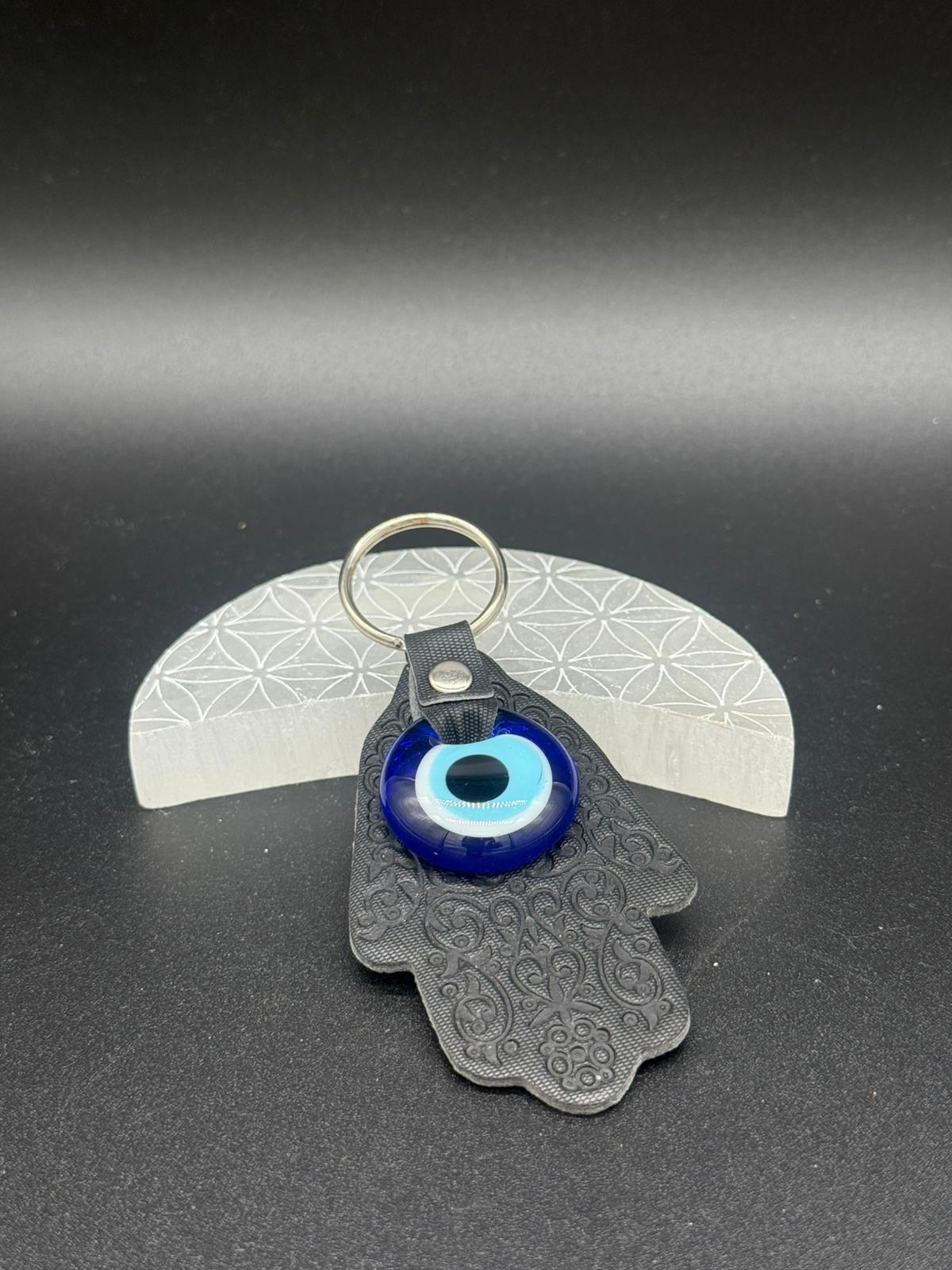 Llavero Mano de Fátima con Ojo Turco (Negro)
