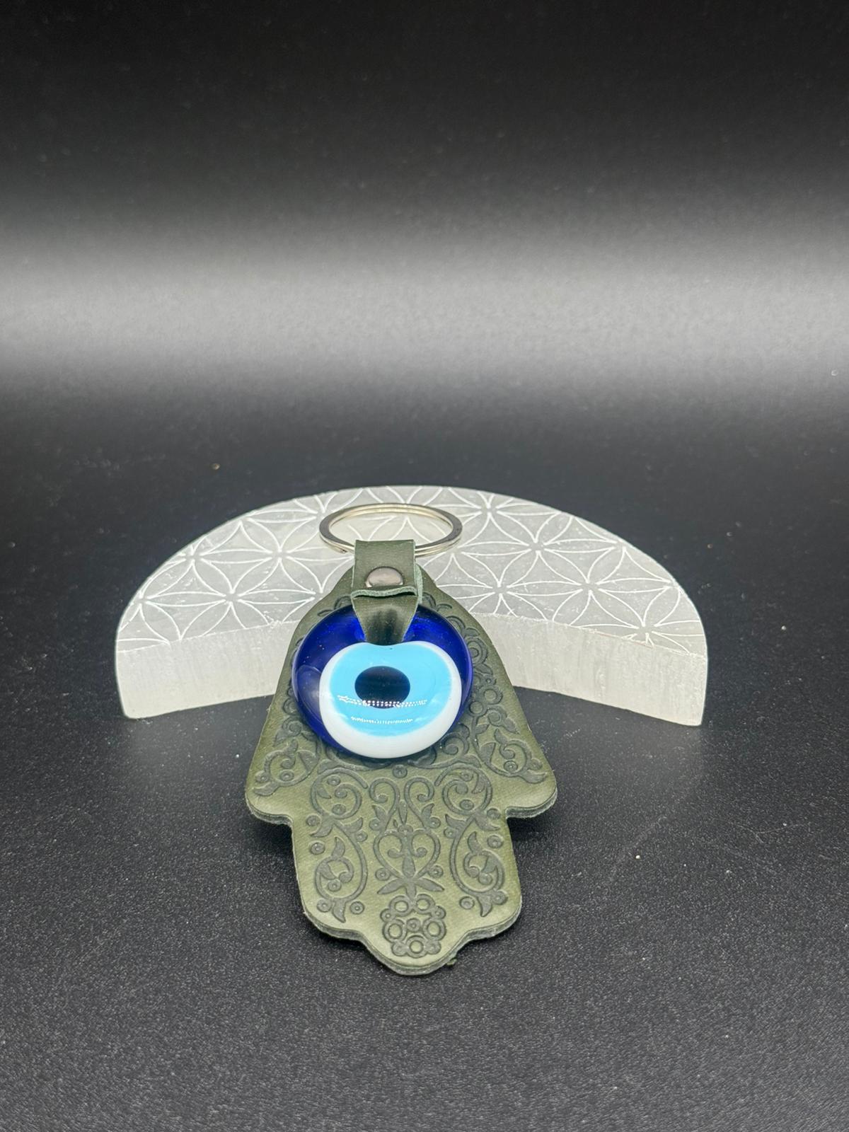 Llavero Mano de Fátima con Ojo Turco (Verde)