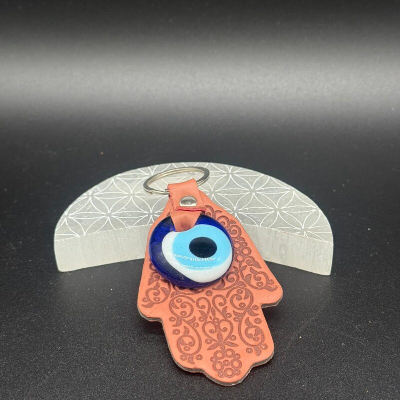 Llavero Mano de Fátima con Ojo Turco (Marrón Claro)