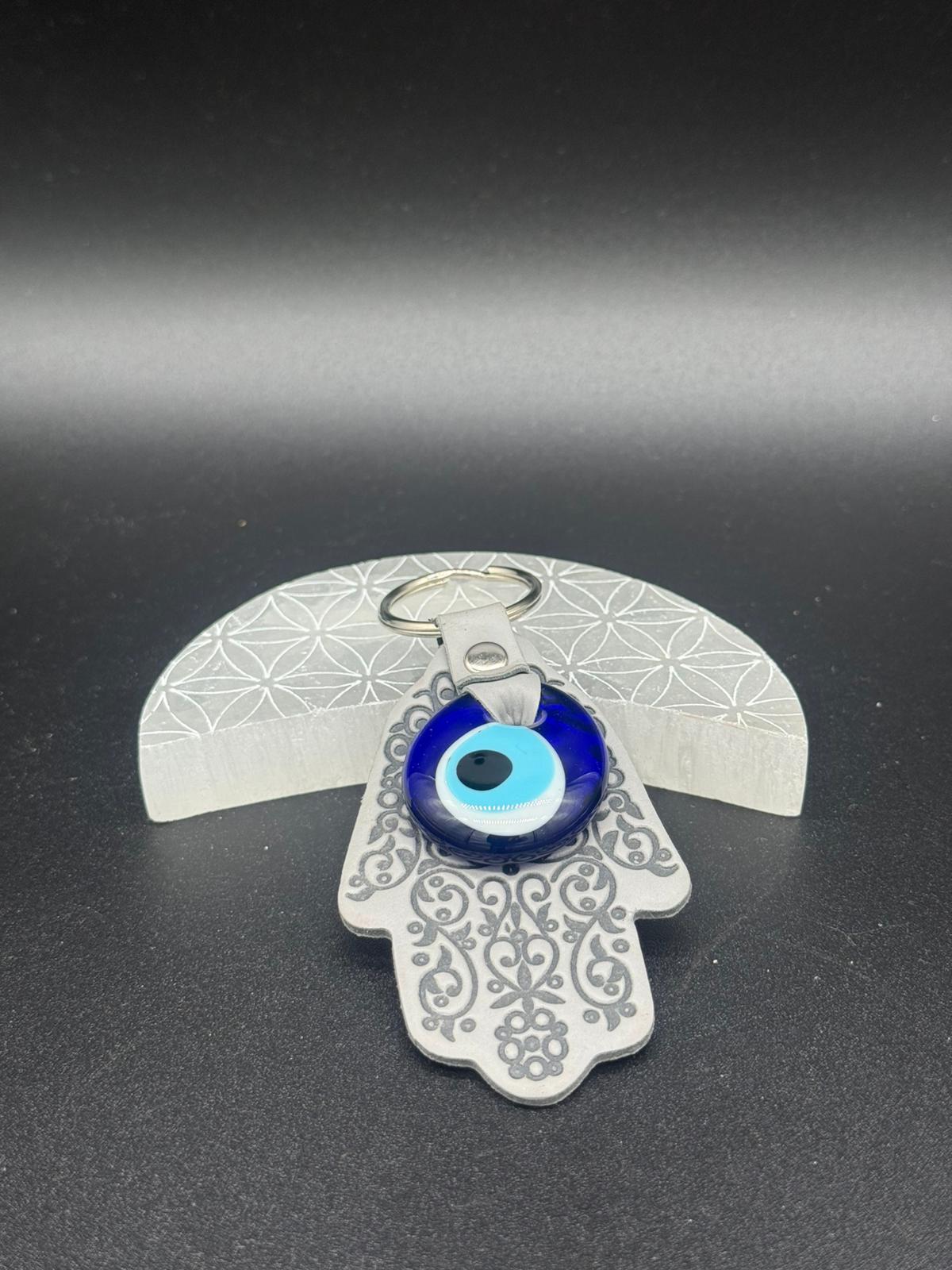 Llavero Mano de Fátima con Ojo Turco (Gris)