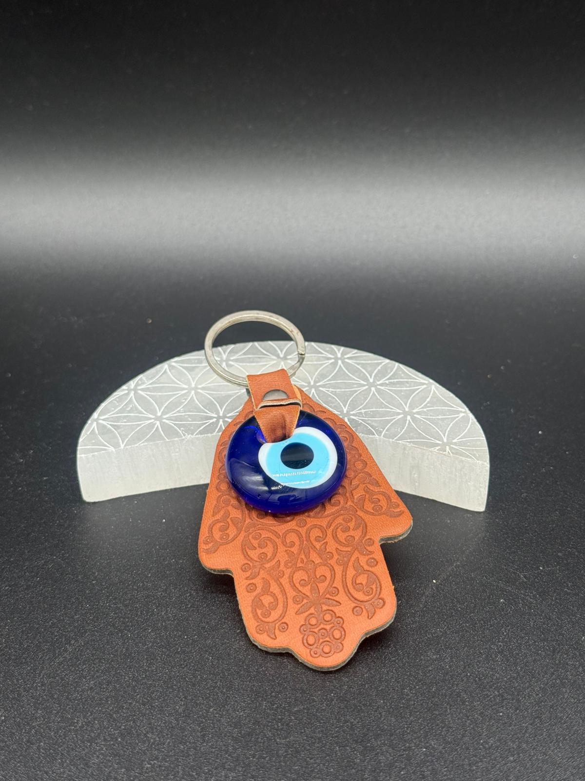 Llavero Mano de Fátima con Ojo Turco (Marrón)