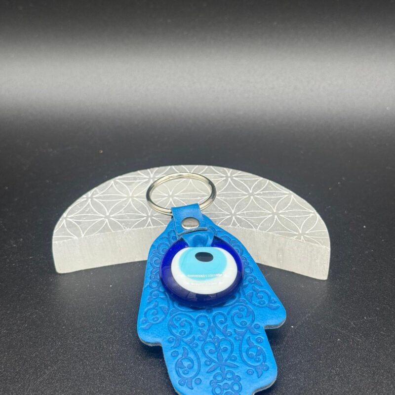 Llavero Mano de Fátima con Ojo Turco (Azul)