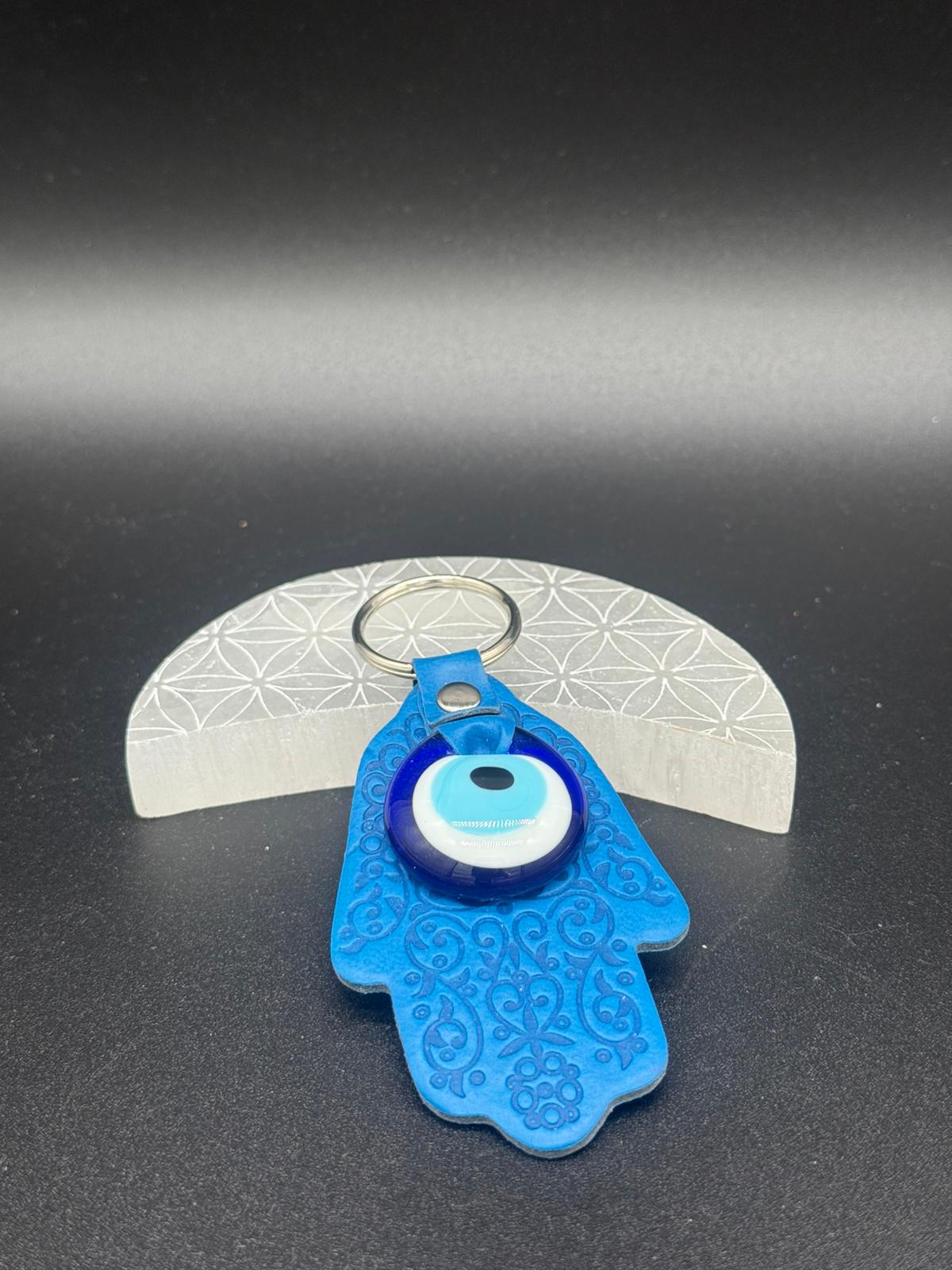Llavero Mano de Fátima con Ojo Turco (Azul)