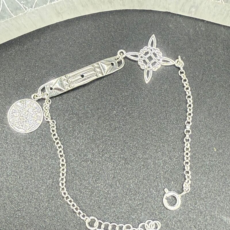 Pulsera Triple Protección (Nudo de Bruja, Atlante y Tetragramatón) - Plata de Ley