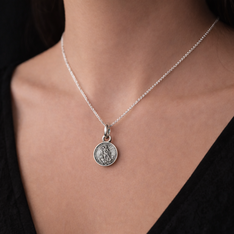 Colgante Medalla San Miguel - Plata de Ley