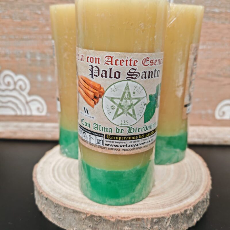 Velón de Palo Santo con Alma de Hierbabuena