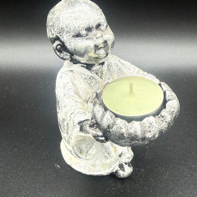 Porta vela Buda Plateado