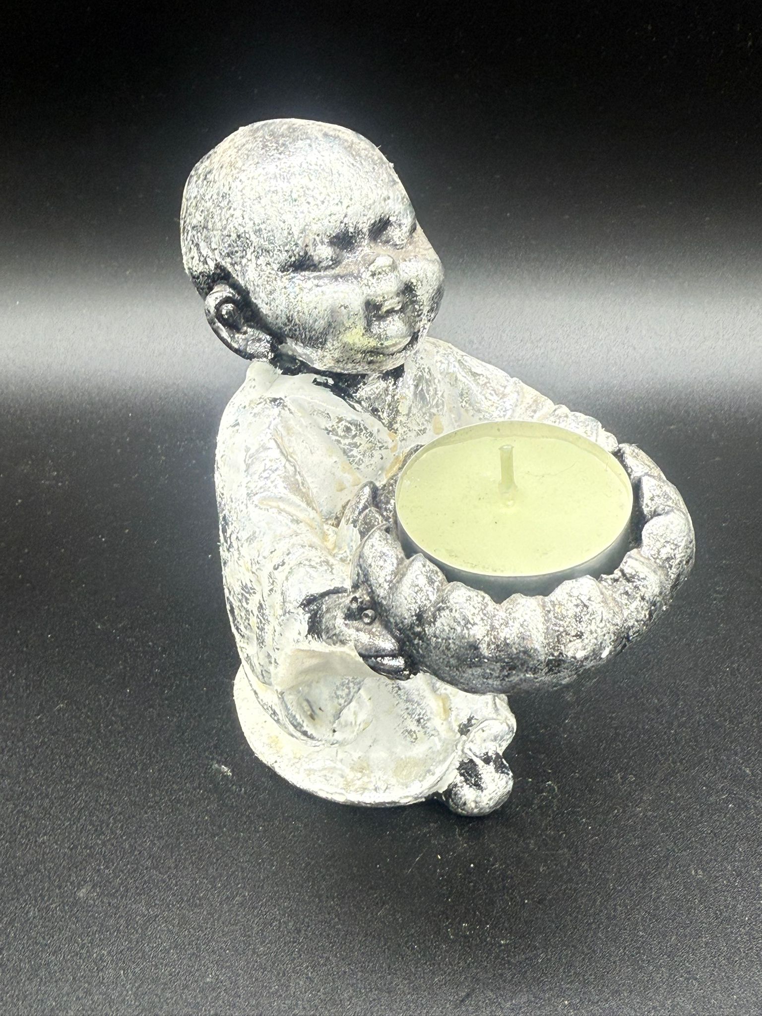 Porta vela Buda Plateado