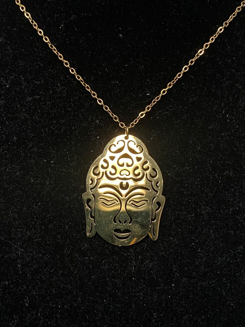 Colgante Cabeza de Buda Dorado – Acero Inoxidable