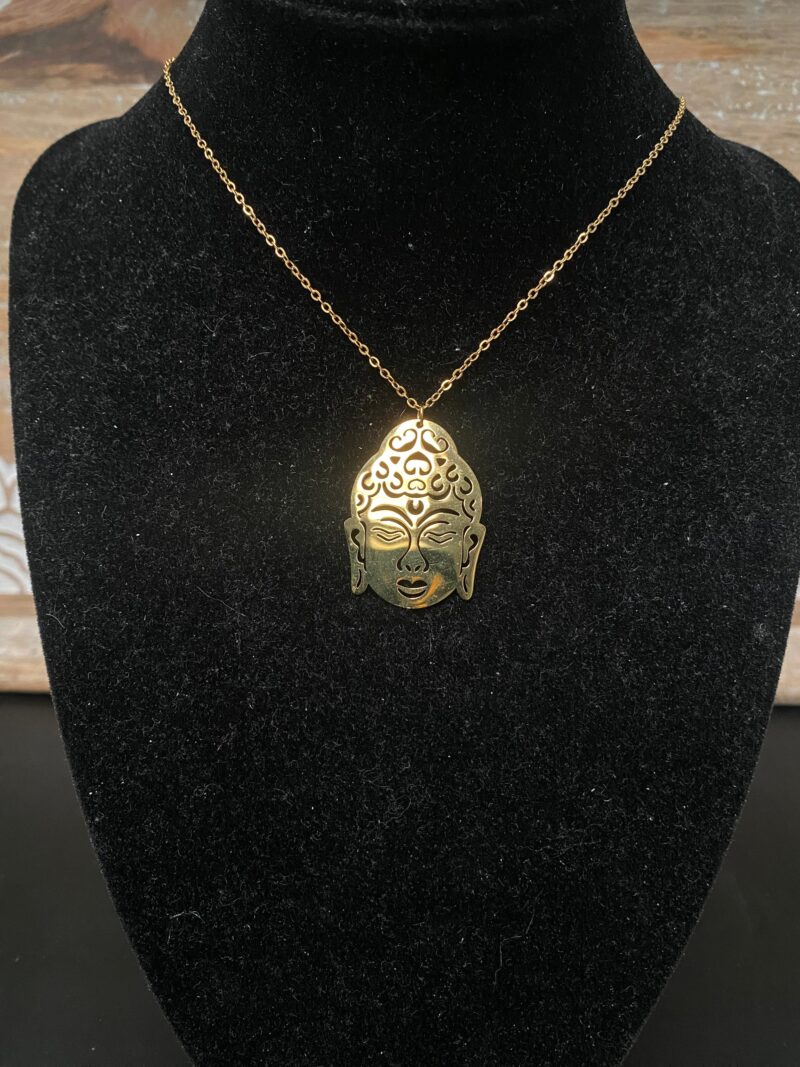 Colgante Cabeza de Buda Dorado – Acero Inoxidable - Imagen 2