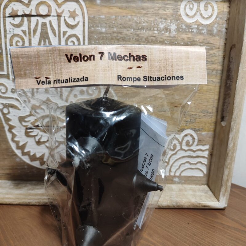 Velón 7 Mechas Negro